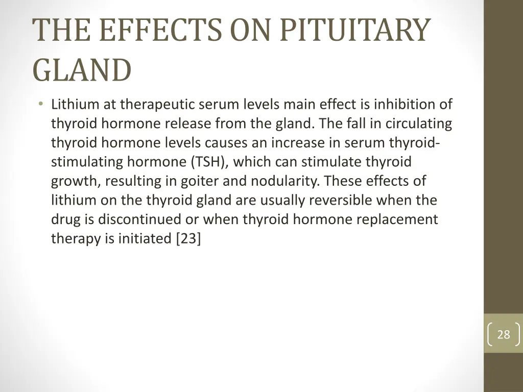 the effects on pituitary gland lithium