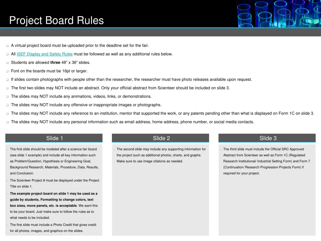 project board rules