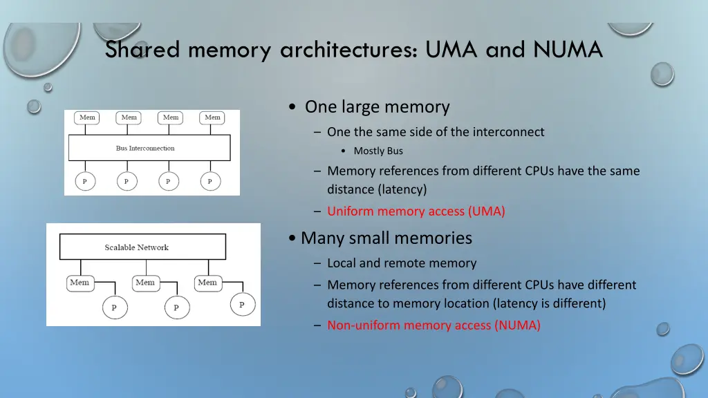 shared memory architectures uma and numa