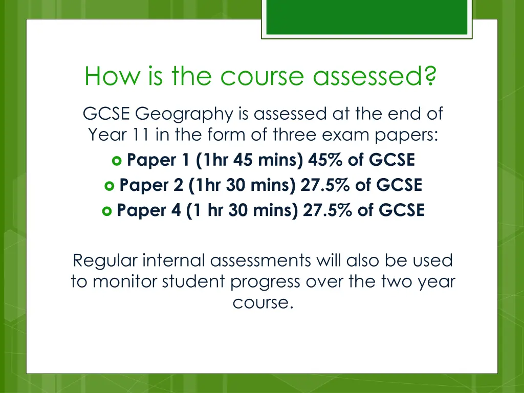 how is the course assessed