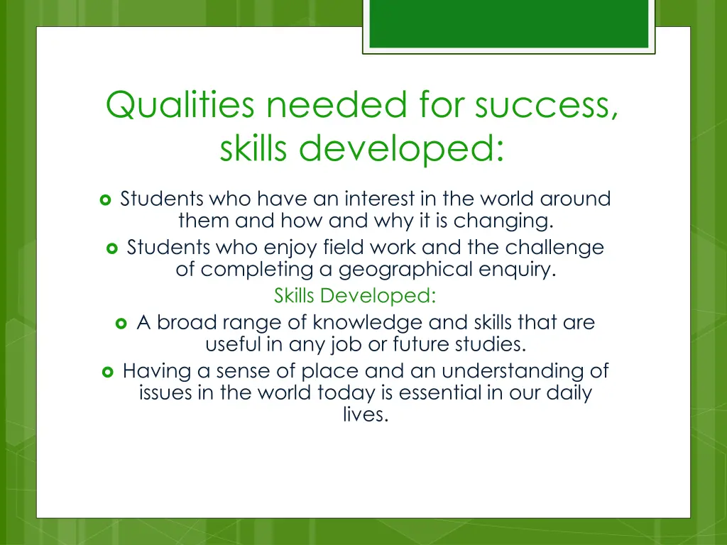 qualities needed for success skills developed