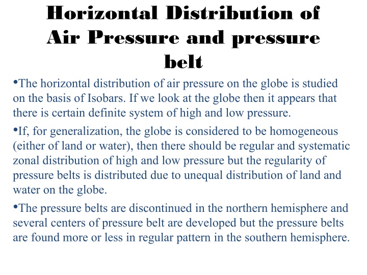 horizontal distribution of air pressure