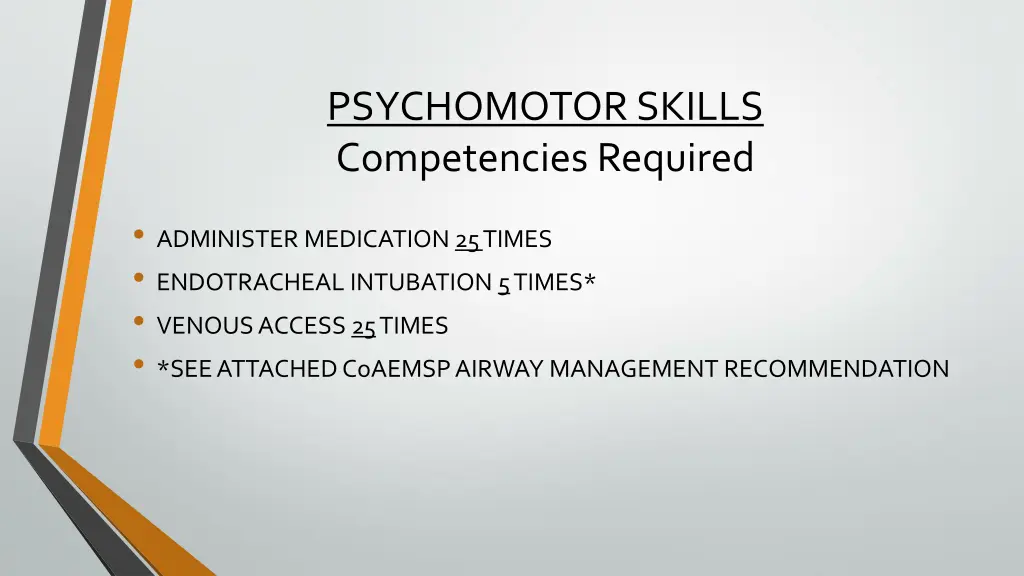 psychomotor skills competencies required