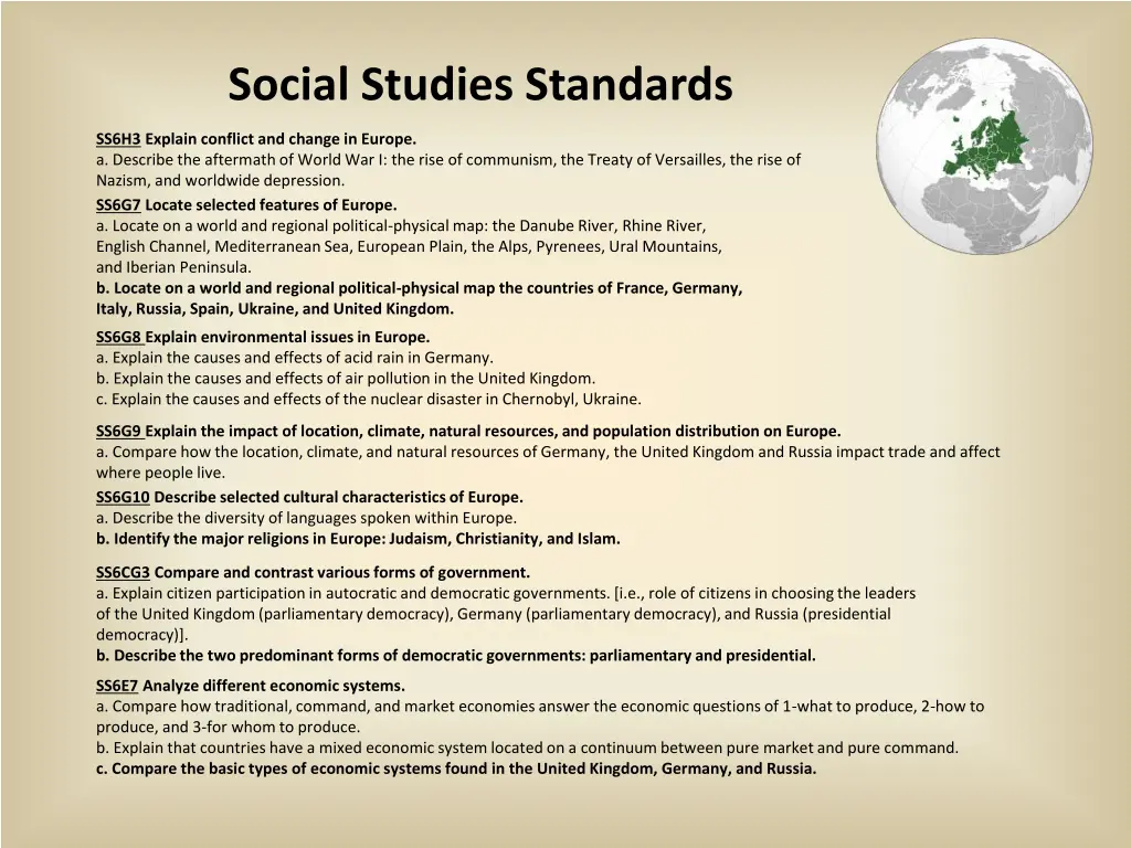 social studies standards