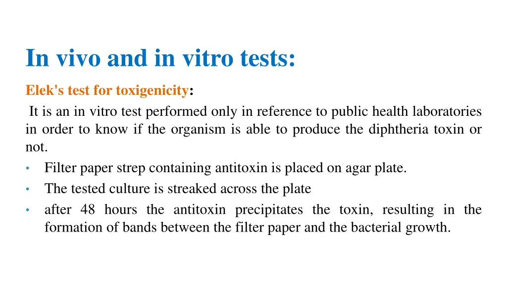 in vivo and in vitro tests