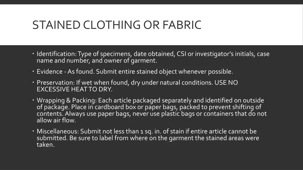 stained clothing or fabric