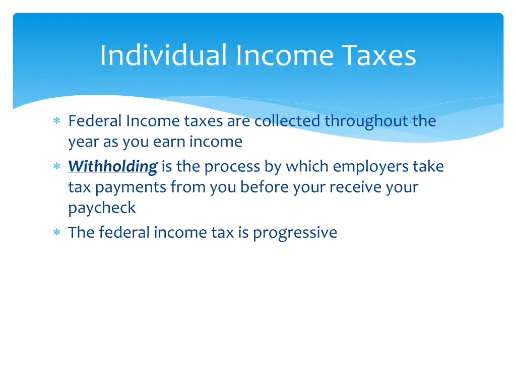 individual income taxes