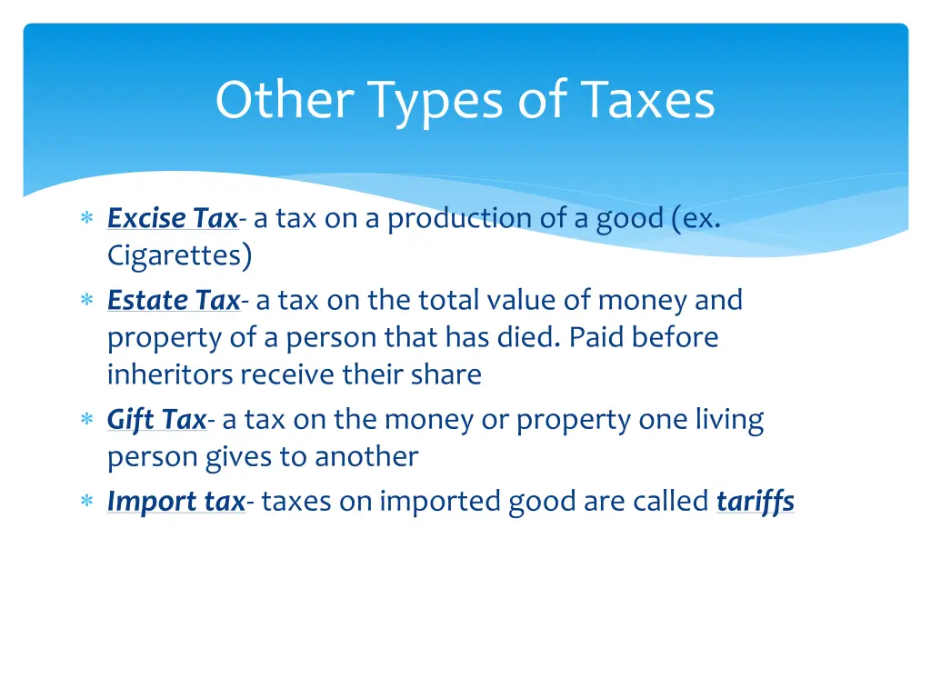 other types of taxes