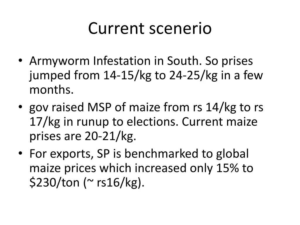 current scenerio