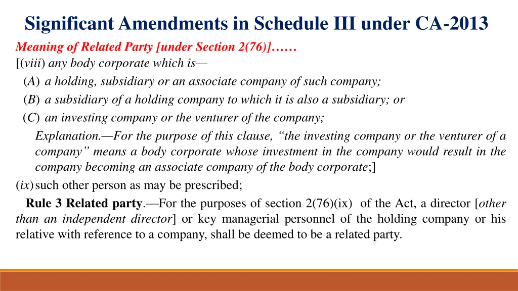 significant amendments in schedule iii under 10