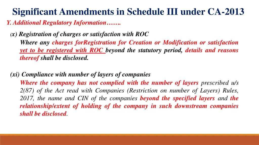 significant amendments in schedule iii under 17