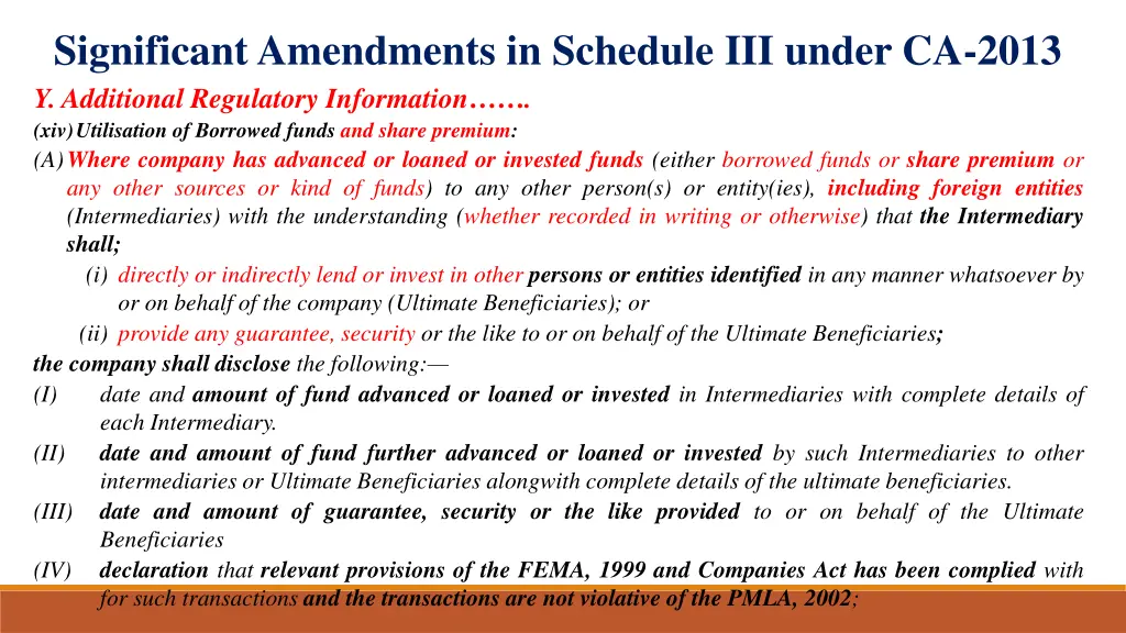 significant amendments in schedule iii under 20