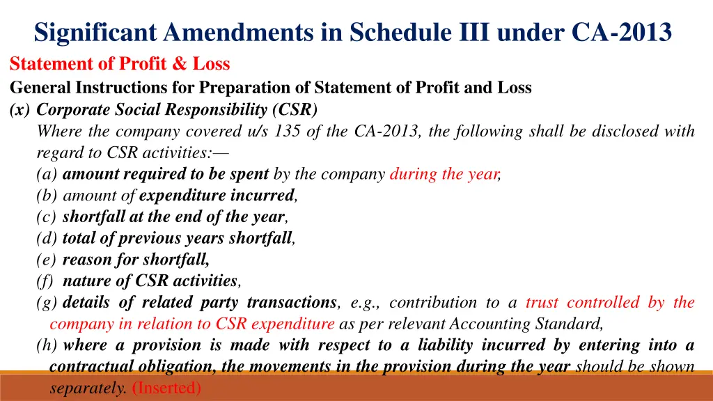 significant amendments in schedule iii under 24