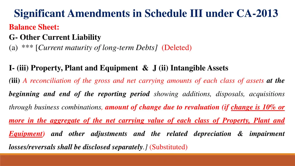 significant amendments in schedule iii under 3