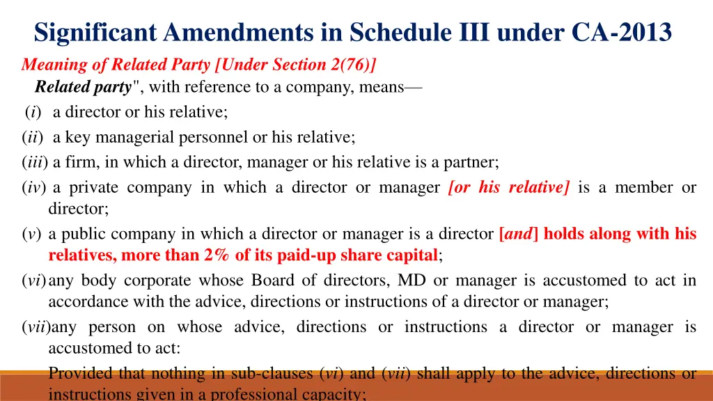 significant amendments in schedule iii under 9