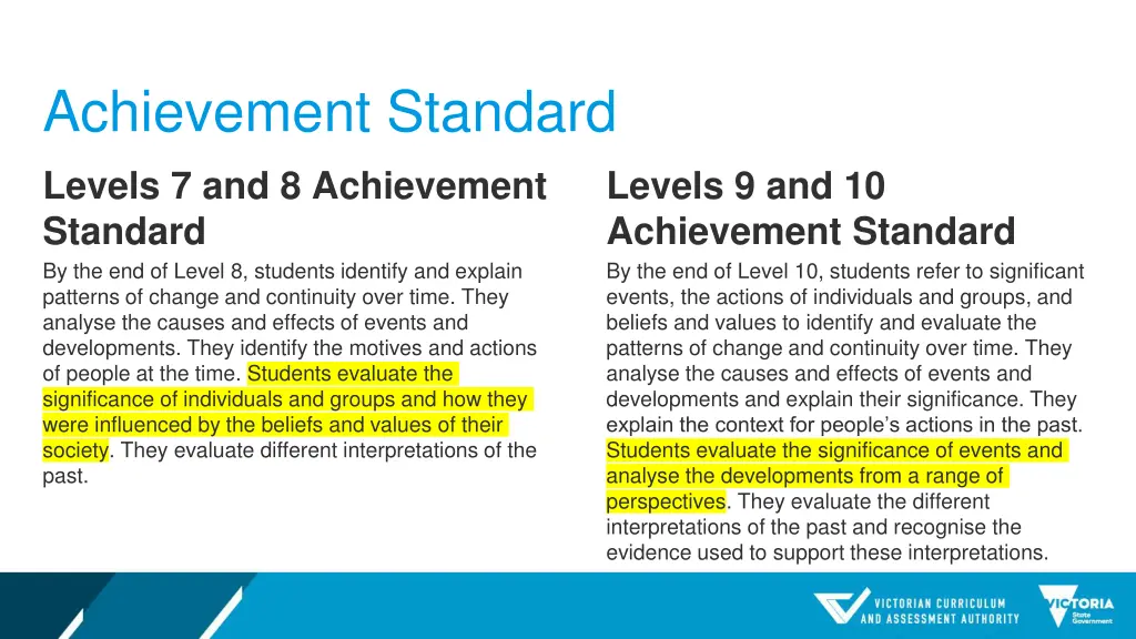 achievement standard