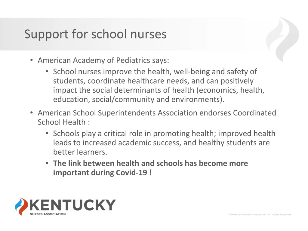 support for school nurses