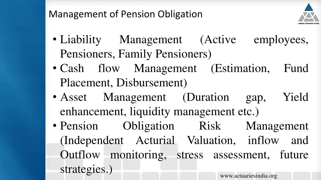 management of pension obligation