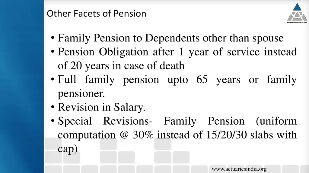 other facets of pension