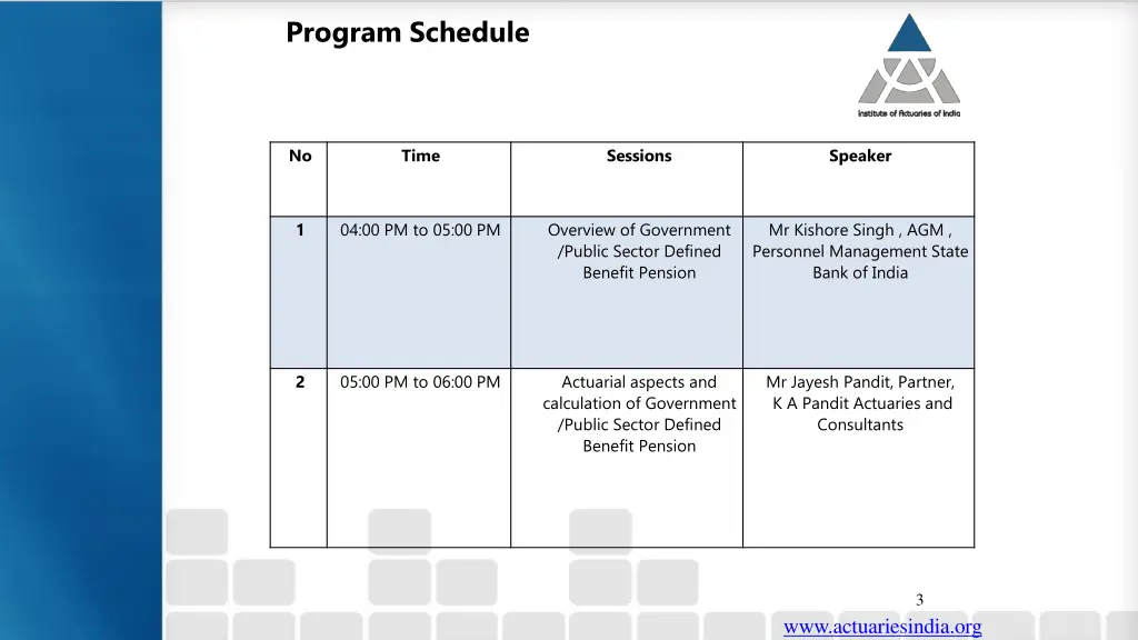 program schedule