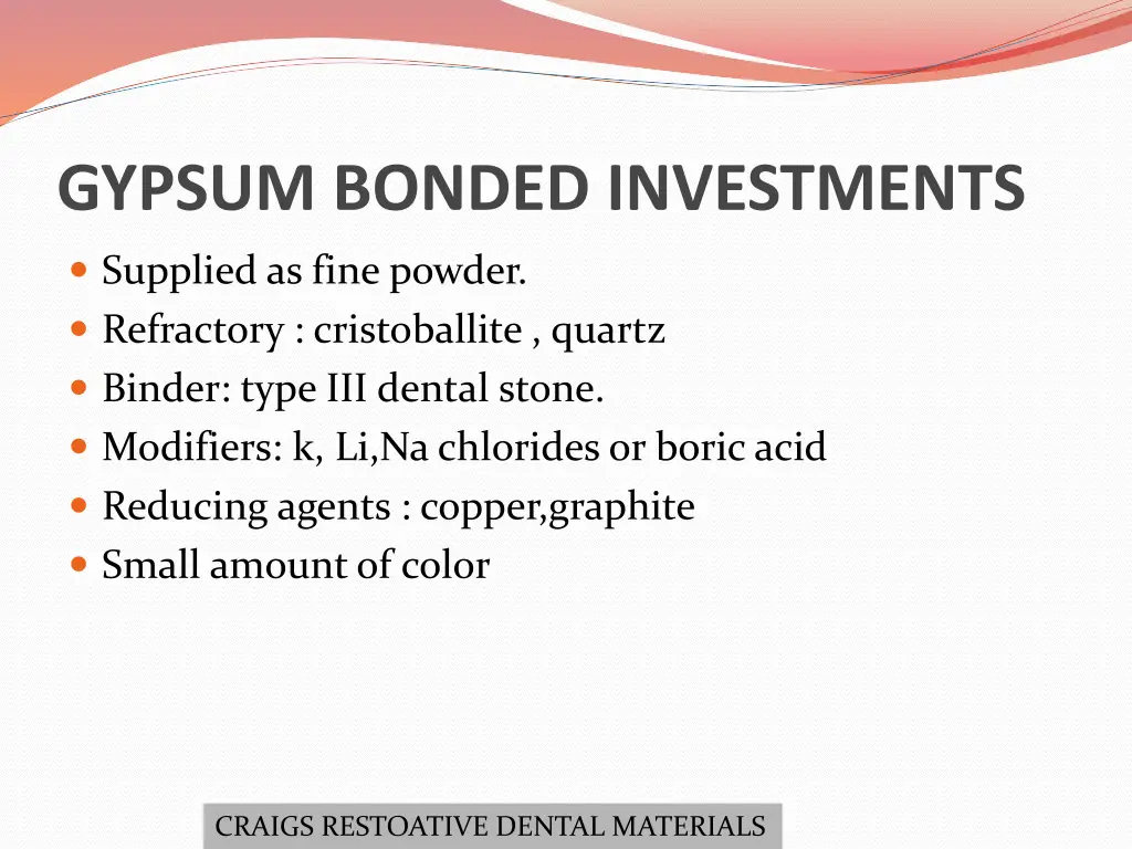 gypsum bonded investments