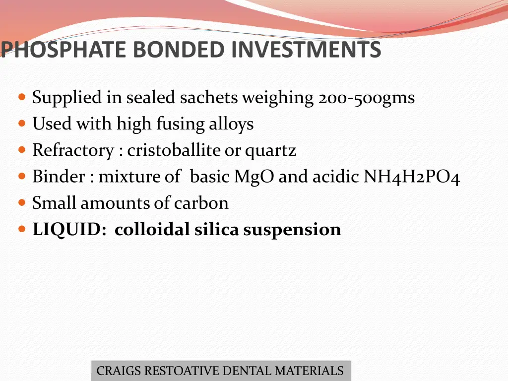 phosphate bonded investments