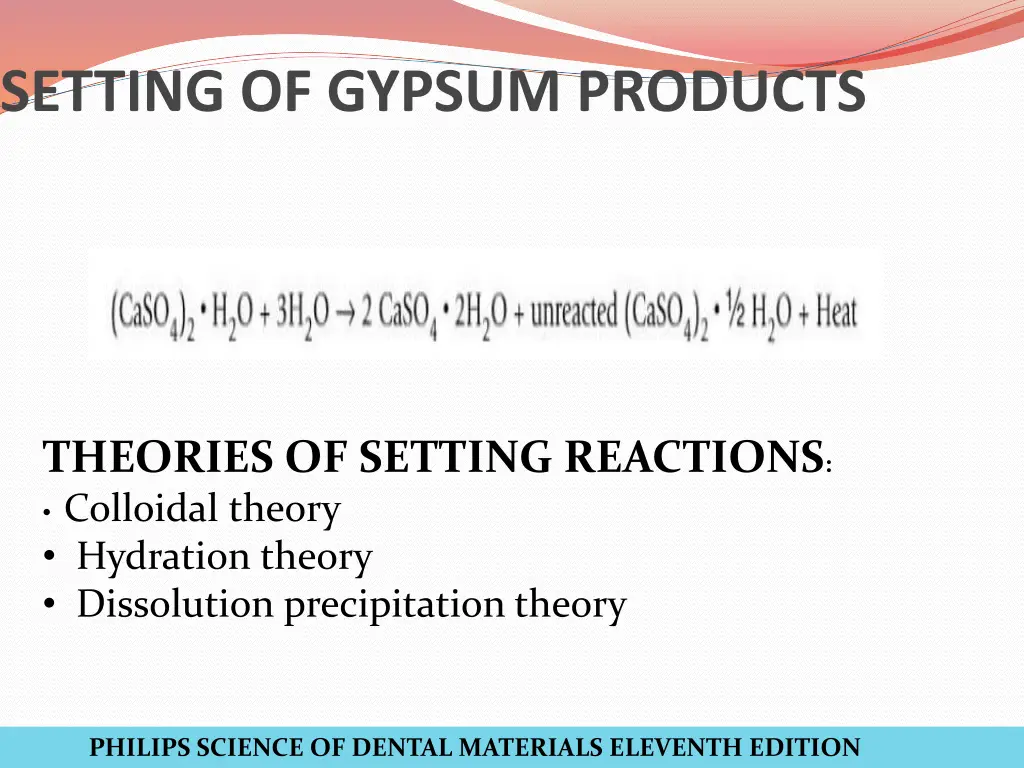 setting of gypsum products