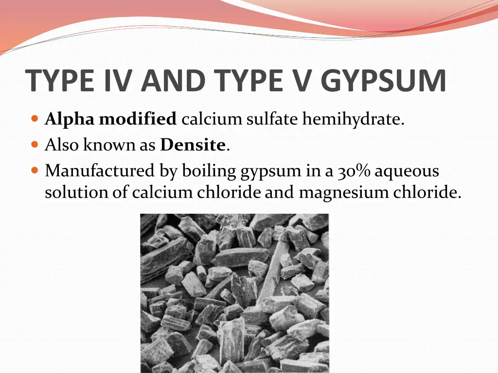 type iv and type v gypsum