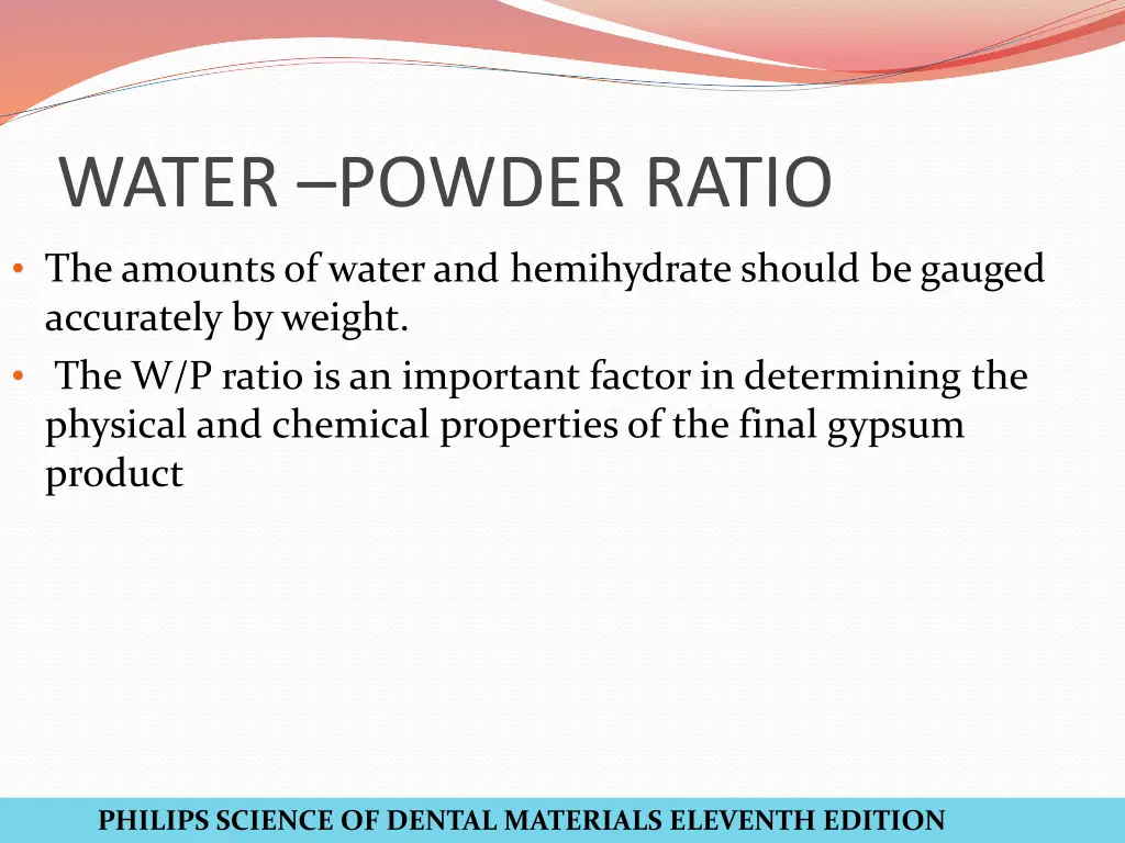 water powder ratio