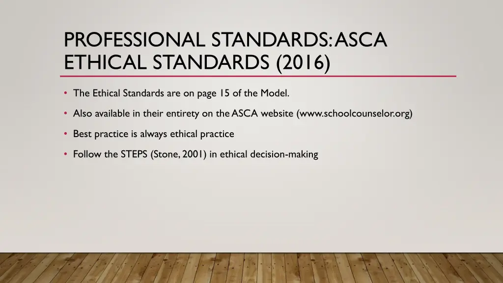 professional standards asca ethical standards 2016