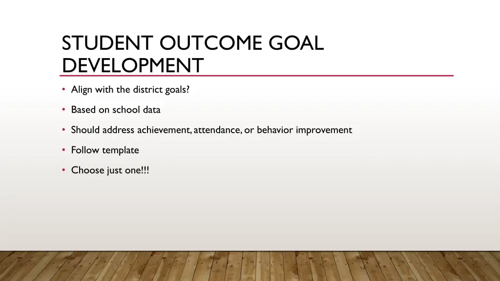 student outcome goal development