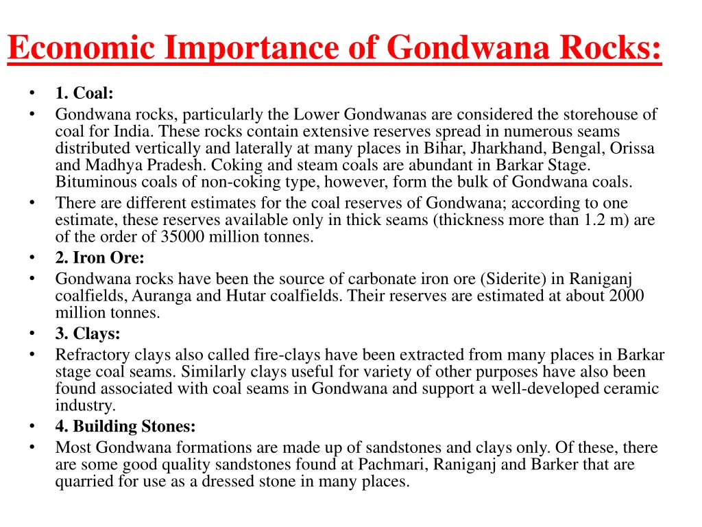 economic importance of gondwana rocks