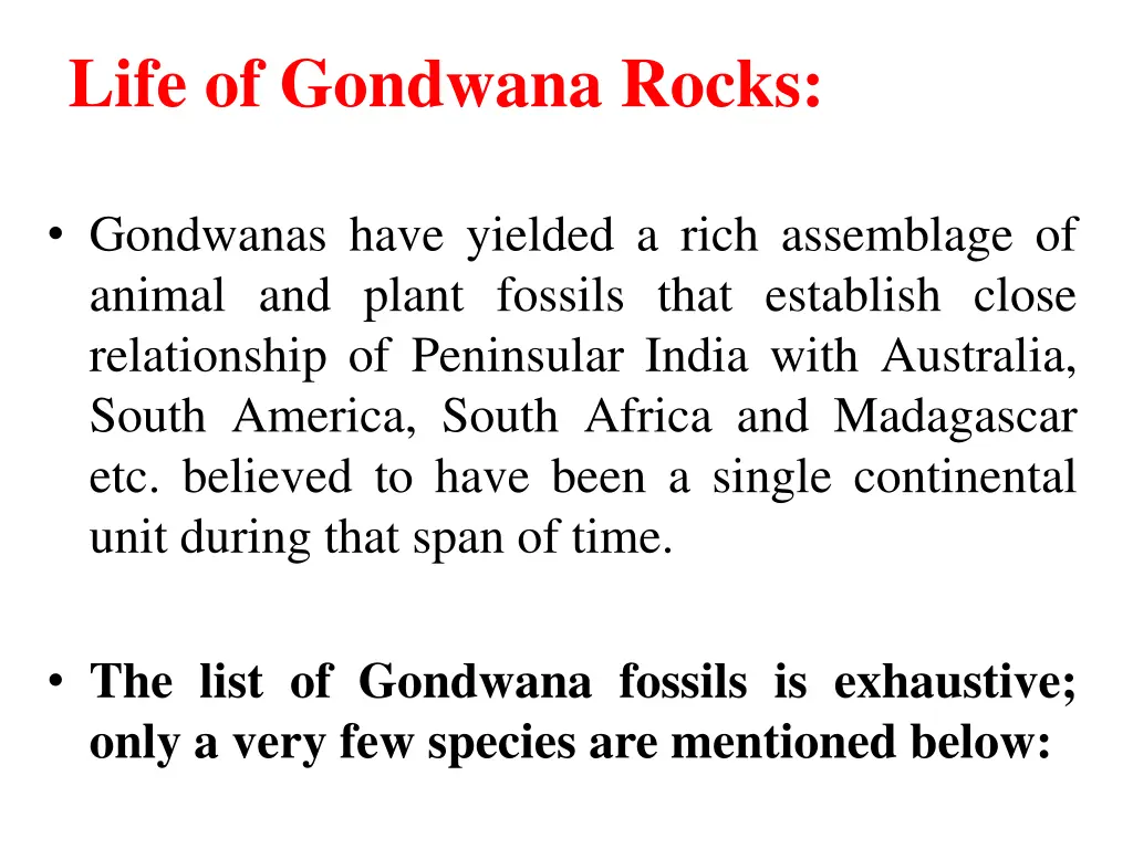 life of gondwana rocks