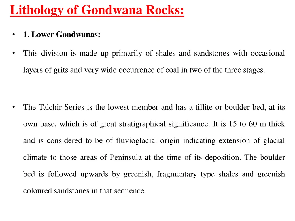 lithology of gondwana rocks