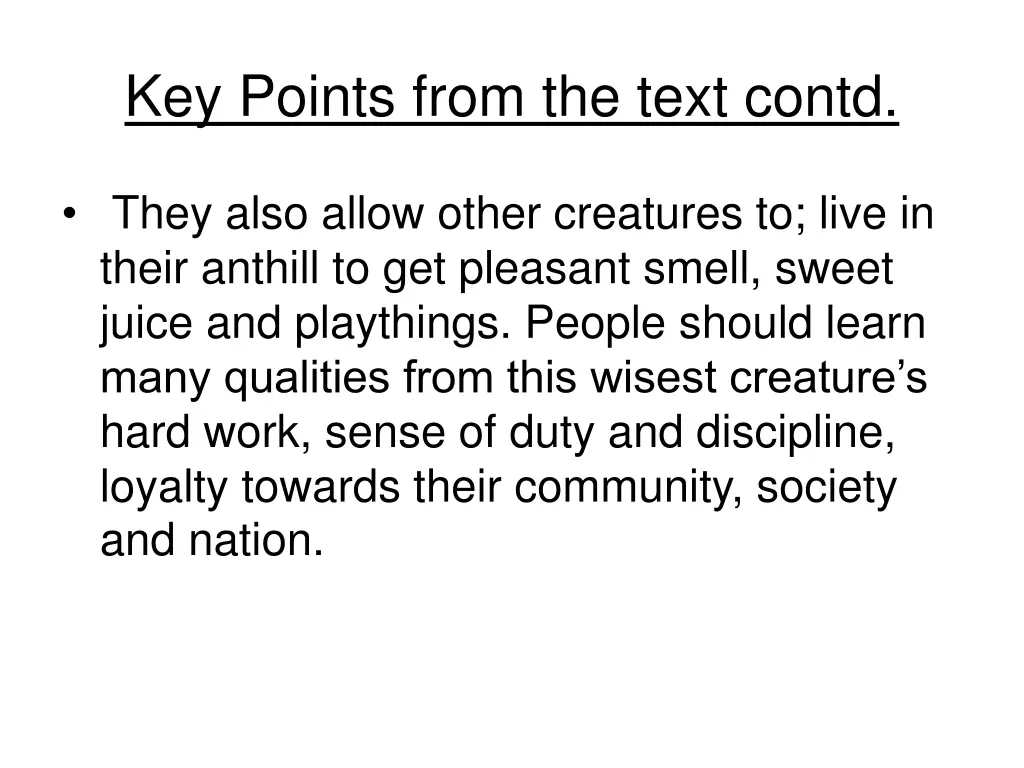 key points from the text contd