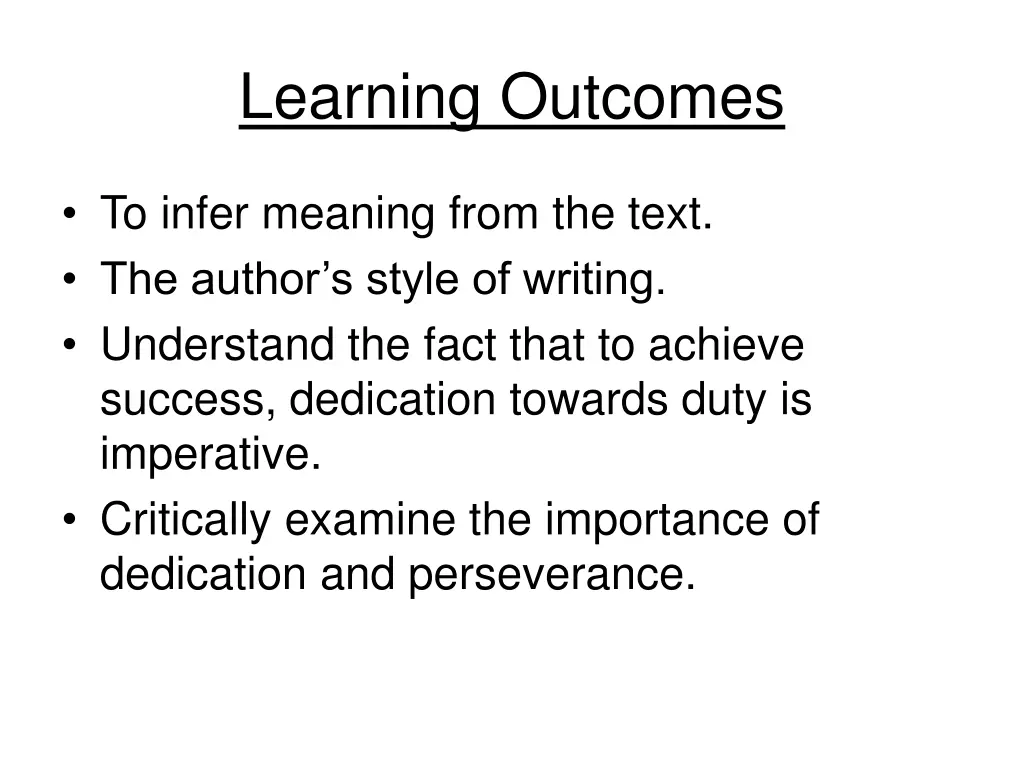 learning outcomes