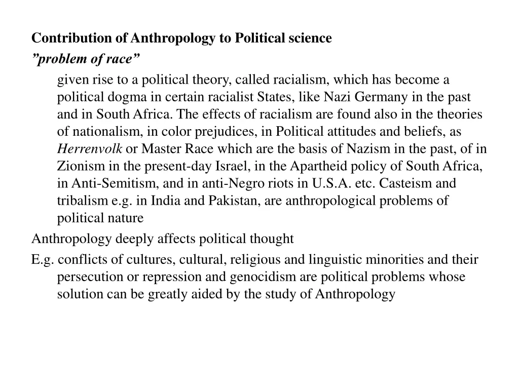 contribution of anthropology to political science