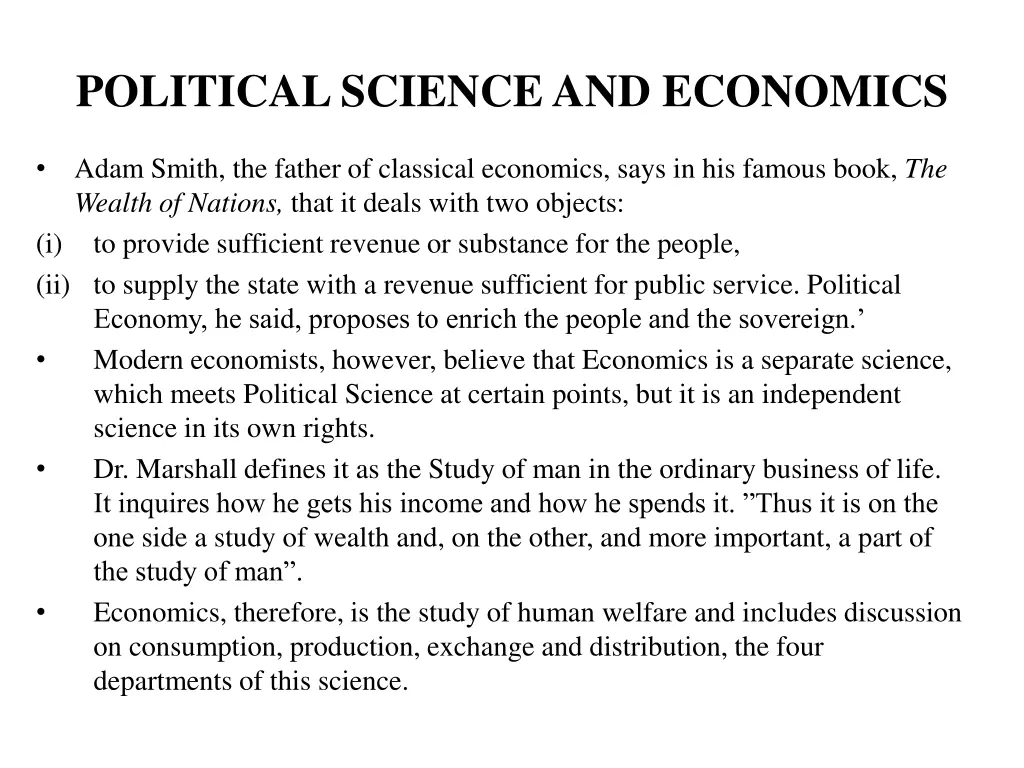 political science and economics