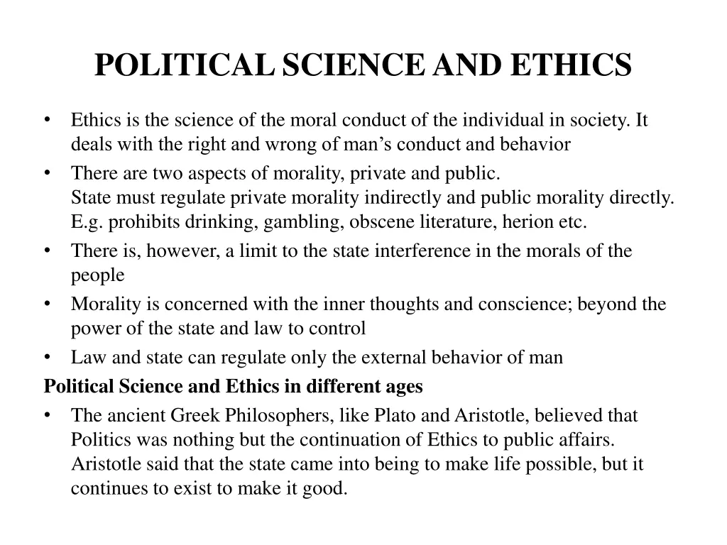 political science and ethics