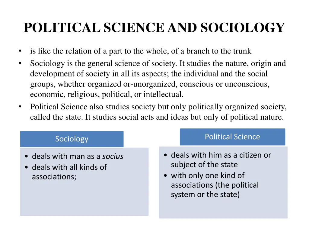 political science and sociology