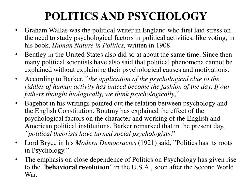 politics and psychology