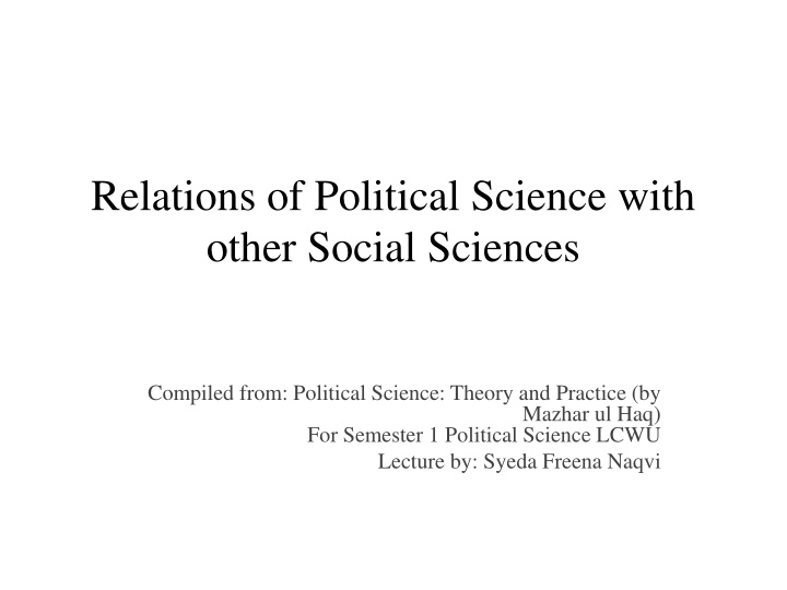 relations of political science with other social