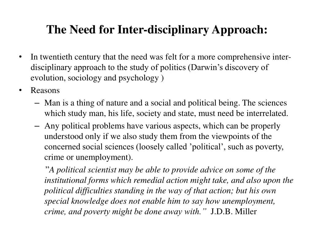 the need for inter disciplinary approach