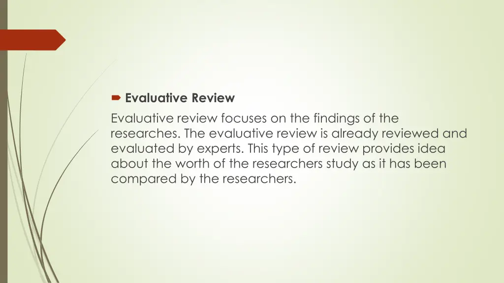 evaluative review evaluative review focuses