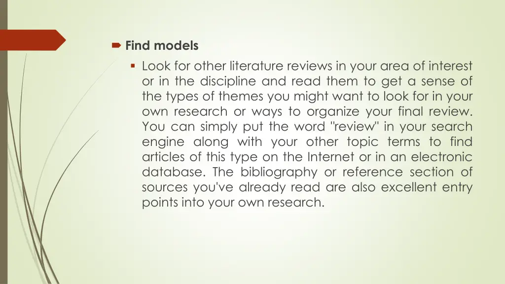 find models look for other literature reviews