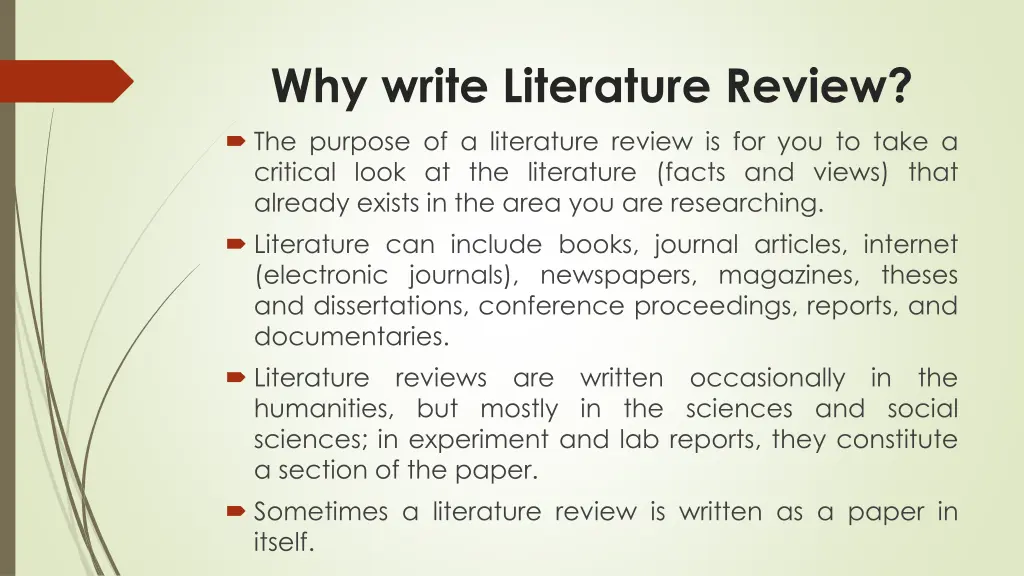 why write literature review