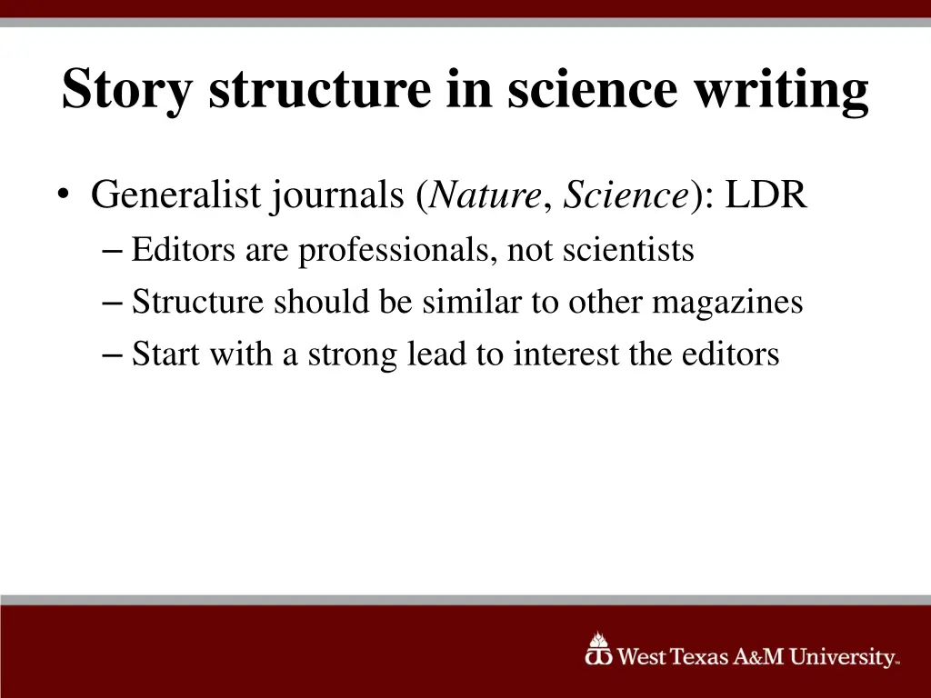 story structure in science writing 1