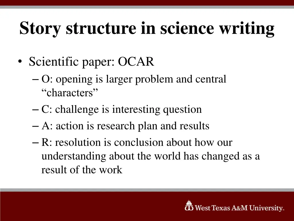 story structure in science writing