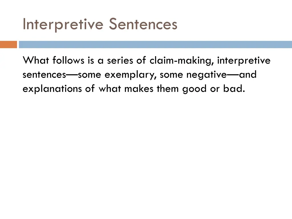 interpretive sentences