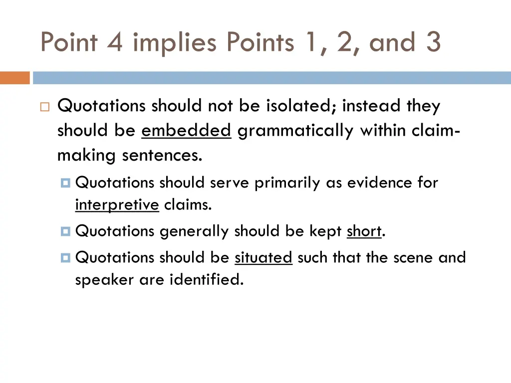 point 4 implies points 1 2 and 3